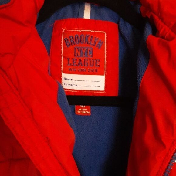Brooklyn League NYC Boys Red/Navy Fleece-lined Coat sz 7-8 - Picture 4 of 8